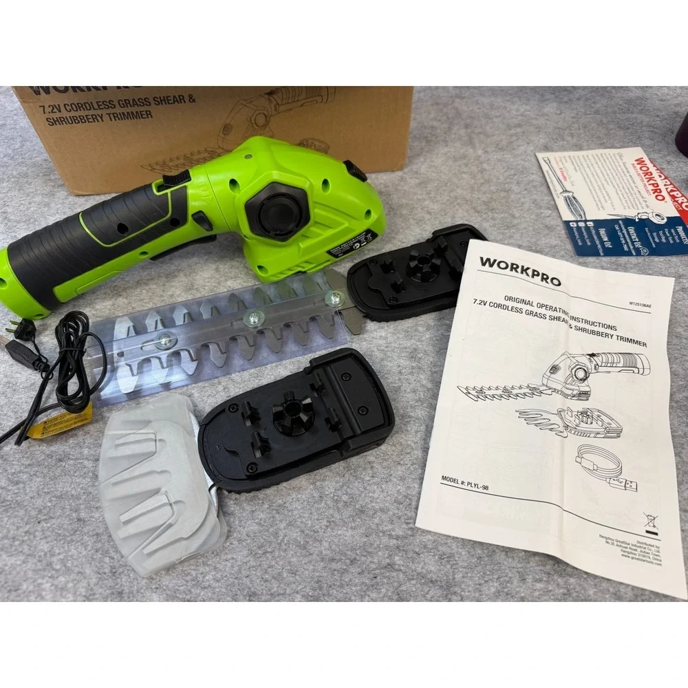 WORKPRO Cordless Grass Shear & Shrubbery Trimmer -2 in 1 Handheld 7.2V W125106AE